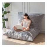 MAXYOYO Giant Bean Bag Bed Square Plush Cover Gray Queen