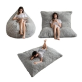MAXYOYO Giant Bean Bag Bed Square with Faux Fur Gray