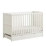 MCC Direct White Wooden Orlando Baby Cot Bed and Rollaway Drawer and Aloe Vera Water Repellent Mattress with voucher