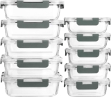 MCIRCO 10 Pack Glass Food Storage Containers with Lifetime Locking Lids Airtight for Microwave, Oven, Freezer and Dishwasher