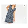 M&Co Blue Floral Print Frill Sleeve Mini Dress (Size 10 Only )