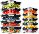 MEETOZ 10 Pack Glass Meal Prep Food Containers – Black / Colourful – Prime Price – Sold by yubb / FBA