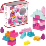 MEGA BLOKS Big Building Bag building set with 60 big and colorful building blocks, and 1 storage bag, toy gift set for ages 1 and up, DCH54, Pink