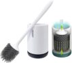 MEKEET Silicone Toilet Brush and Holder,Bathroom Toilet Brush Holder Set,Silicone Toilet Cleaning Brush Kit with Soft Bristle Brush (Flooring)