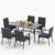 MFSTUDIO Outdoor Dining Furniture Set, 6 Rattan Chairs and A Rectangular Table with Umbrella Hole, Garden Table and Chairs Set 6, Patio Dining Set Weather Resistant