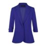 MINTLIMIT Blue Womens Workwear Blazer, 3/4 Sleeve, One Button Front