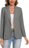 MINTLIMIT Lightweight Cotton Linen Blazers for Women UK Long Sleeve Elegant Jackets (Grey XL)