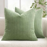 MIULEE Set of 2 Corduroy Cushion Cover 50×50 Sage Green Sofa Cushions MIULEE HOME / FBA