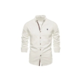 MODISHION Button-down Long-Sleeve Shirts with Stand-up Collar