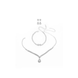 MODISHION Teardrop Necklace Earrings Set with Sparkling Bracelet