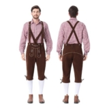 MOKBAY Lederhosen Oktoberfest Trachten Outfit with Waistcoat, XL Red