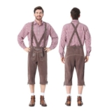 MOKBAY Mens Lederhosen Bavarian Oktoberfest Costume, Hot Pink, Size S