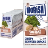 MORiSH Crispy Shiitake Seaweed Snacks 20 Pack, 21 Calories Each Light & Crispy Umami Seaweed Thins Vegan, Gluten-Free, Sugar-Free, Keto-Friendly High Fibre & Vitamin B12 Korean Snack