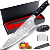 MOSFiATA Chef Knife, Ultra Sharp Kitchen Knife 8 inch Sharpener Gift Box