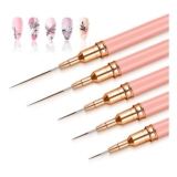 MOXYOY 5Pcs Nail Art Liner Brushes Set 5/8/12/20/25 Pink