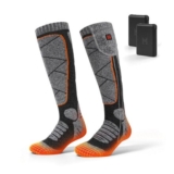 MRAWARM Rechargeable Heated Socks for Men and Women (Grey/Orange)