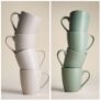M&S Set of Four Everyday Mugs (Natural / Sage Green) Free C&C