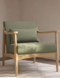 M&S Sherwood Light Oak Chenille Accent Chair – Soft Green