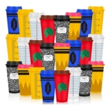 MSYU 24-Pack Reusable Plastic Coffee Cups with Lids 16 Oz