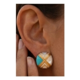 MUCHV Turquoise & Mother of Pearl Square Stud Earrings