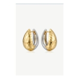 MUCHV Two-Tone Textured Teardrop Hoop Earrings