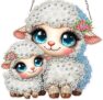 MXJSUA Sheep Diamond Art Hanging Kits for Adults Beginners, DIY Acrylic Special Shaped Crystal Diamond Gem Drills Pendant Art Painting Ornament for Home Wall Decor and Gift