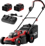 MZK 40V 41cm Cordless Electric Lawn Mower, 2-in-1 Brushless Push Mower with 5 Adjustable Cutting Heights, Includes 2x 4.0Ah Batteries, Charger & 42L Grass Collection Box
