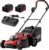 MZK 40V 41cm Cordless Electric Lawn Mower, 2-in-1 Brushless Push Mower with 5 Adjustable Cutting Heights, Includes 2x 4.0Ah Batteries, Charger & 42L Grass Collection Box