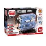 Machine Works 4-Cylinder Engine Kit – Build Your Own Combustion Model, 10 Aesthetic Working Motor Replica Moving Spark Plugs