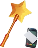 Magic Wand Credit Card Holder, Gold 3D Printed Wand Taps to Pay Star Magic Wands Contactless Payment Card Holder Contactless Payment Cards Holder