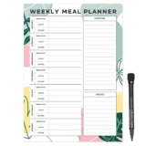 Magnetic A4 Weekly Meal Planner and Shopping List for Fridge, Whiteboard or Office with Dry Erase Jungle Design