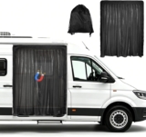 Magnetic Van Bug Screen Fly Screen Sun Protection Car Sliding Door Rear Net Van Black Mesh Mosquito Net Vans Insect Net Center Magnetic Closure Compatible with VW T5 T6 Side Door 110 x 150cm