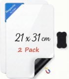 Magnetic Whiteboard for Refrigerator: 21×31 cm 2 Pack Dry Erase Boards with Magnet Backing for Family Message Center Kitchen and Living Room Use