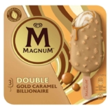 Magnum Double Gold Caramel Billionaire 3 x 85ml / Signature La Peche 3 x 90ml / Signature La Pistache 3 x 90ml Ice Cream