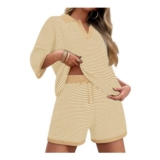 Magritta Womens 2-Piece Striped Pyjama Set, Apricot, 12-14