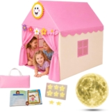 Majestic-kids tent, INCLUDES, Sun, Book, Glow star, moon, Tote Bag, Pink wendy house play tent, playhouse for kids outdoor Birthday present Gifts for Girls Age 3 4 5 6 7 8 Years Old, bed tent