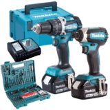 Makita DLX2180TJ 18V Brushless Twin Kit With 2 x 5.0Ah Batteries, Charger & 100 Piece Drill Set 3Ah Battery Work Light