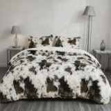 Malloom Teddy Fleece Double Duvet Cover Set, Luxury Faux Fur Shaggy Winter Bedding Sets, Super Soft Warm Thermal Cosy Plush Bed Set with Pillowcases, Fluffy Quilt Covers (King)
