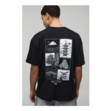 Man Black Oversized Back Print T-Shirt