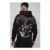 Man Black Oversized Spider over Seam Printed Hoodie