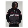 Man Boxy Fit Biker Neck Colour Block Moto Jersey Jacket