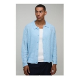 Man Boxy Fit Brushed Knitted Shirt