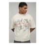 Man Ecru Oversized Boxy Extended Neck Exposed Seam Cherub T-Shirt