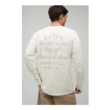Man Ecru Regular Built on Tradition Tonal Print Long Sleeve T-Shirt