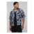 Man Oversized Boxy Mono Abstract Print Shirt