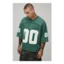Man Oversized Boxy Seam Detail Washed 00 Print V-Neck Baseball Sports Top