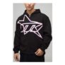 Man Oversized Boxy Star Printed Zip through Hoodie