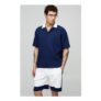 Man Oversized Pleated Short Sleeve Panel Shirt & Short Set