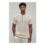 Man Regular Fit Contrast Open Stitch Knitted Polo