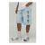 Man Regular Fit Cross Rhinestone Blue Washed Denim Jorts